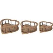 Clayre & Eef Opbergmand Set van 3 Hart 33x33x10 Bruin Hout
