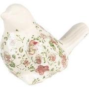 Clayre & Eef Beeld Vogel 19x11x14 cm Roze Beige Keramiek Bloemen