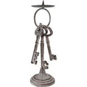 Clayre & Eef Kandelaar Sleutel 33 cm Grijs IJzer
