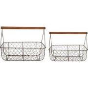 Clayre & Eef Opbergmand Set van 2 36x17x12/27 cm Bruin Metaal