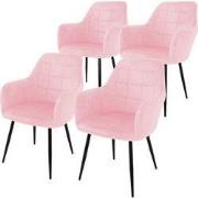 Set van 2 eetkamerstoelen, roze, met rugleuning en armleuningen