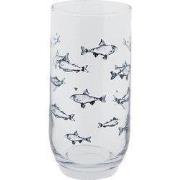 Clayre & Eef Waterglas Ø 7x14 cm / 380 ml Transparant Glas Vissen