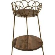 Clayre & Eef Plantentafeltje Ø 21x32 cm Goudkleurig Bruin IJzer