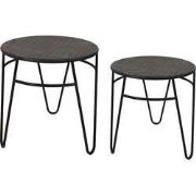 Clayre & Eef Bijzettafel Set van 2 Ø 51 / Ø 41 cm Bruin IJzer