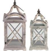 Clayre & Eef Lantaarn Set van 2 73/56 cm Grijs Hout