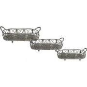 Clayre & Eef Opbergmand Set van 3 Grijs Groen IJzer