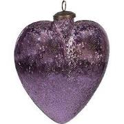 Clayre & Eef Kerstbal Hart 16 cm Paars Glas