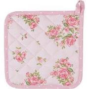 Clayre & Eef Pannenlap 20x20 cm Roze Katoen Rozen