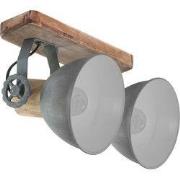 Mexlite - spot - Gearwood - grijs - metaal rubber wood - opbouwspot - ...