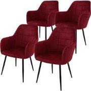 Set van 2 eetkamerstoelen, Bordeaux, met rugleuning en armleuningen
