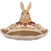 Clayre & Eef Decoratie schaal Konijn 22x21x15 cm Goudkleurig Polyresin