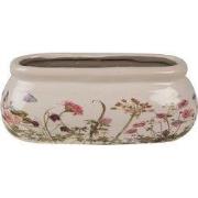 Clayre & Eef Bloempot 18x8x7 cm Roze Beige Keramiek Bloemen