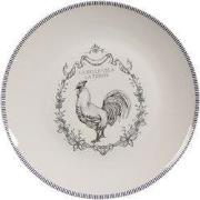 Clayre & Eef Ontbijtbord Ø 20 cm Wit Grijs Porselein Haan