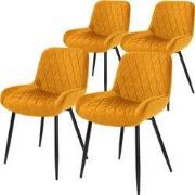 Eetkamerstoelen met rugleuning & armleuningen set van 4 mosterd fluwel...