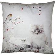 Clayre & Eef Kussenhoes 45x45 cm Wit Polyester Kat