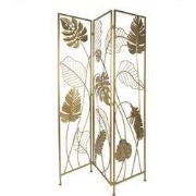 Clayre & Eef Kamerscherm 124x2x181 cm Goudkleurig IJzer Bladeren