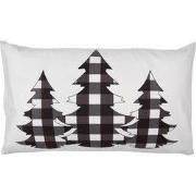 Clayre & Eef Kussenhoes 30x50 cm Wit Zwart Polyester Kerstbomen