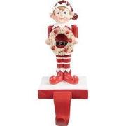 Clayre & Eef Haak Kerstsok Elf 20 cm Rood Polyresin