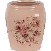 Clayre & Eef Bloempot 12x12x14 cm Roze Keramiek Bloemen