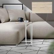 Bijzettafel C-vorm 45x25x64 cm Wit/Eikenhout met metalen onderstel ML-...