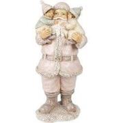 Clayre & Eef Beeld Kerstman 10x8x21 cm Roze Polyresin