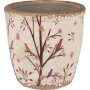 Clayre & Eef Bloempot Ø 16x16 cm Beige Bruin Keramiek Takken