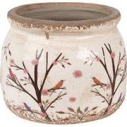 Clayre & Eef Bloempot Ø 12x10 cm Beige Bruin Keramiek Takken