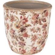 Clayre & Eef Bloempot Ø 16x16 cm Beige Roze Keramiek Bloemen