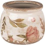 Clayre & Eef Bloempot Ø 12x10 cm Beige Roze Keramiek Bloemen