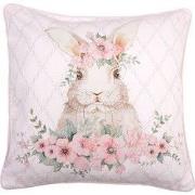 Clayre & Eef Kussenhoes 40x40 cm Roze Katoen Konijn
