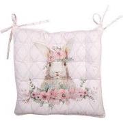 Clayre & Eef Stoelkussen Foam 40x40x4 cm Roze Katoen Konijn