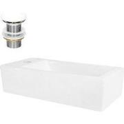 Wastafel incl. afvoergarnituur wit zonder overloop 51x25x13 cm wit ker...