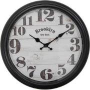 Clayre & Eef Wandklok Ø 40x7 cm Zwart Beige Kunststof