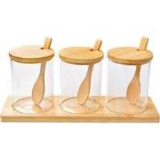 Clayre & Eef Voorraadpot Set van 3 Ø 8x10 cm Transparant Glas