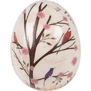 Clayre & Eef Decoratie Ei Ø 10x12 cm Beige Bruin Keramiek Takken