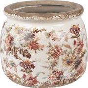 Clayre & Eef Bloempot Ø 16x13 cm Beige Roze Keramiek Bloemen