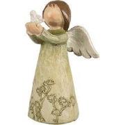 Clayre & Eef Decoratie Beeld Engel 12 cm Groen Polyresin
