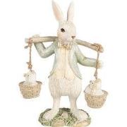 Clayre & Eef Beeld Konijn 17 cm Wit Groen Polyresin