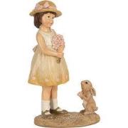 Clayre & Eef Beeld Meisje 15 cm Beige Polyresin