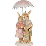 Clayre & Eef Beeld Konijn 15 cm Bruin Roze Polyresin