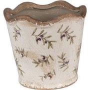 Clayre & Eef Bloempot Ø 13x12 cm Beige Blauw Keramiek Olijven