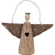 Clayre & Eef Decoratie Hanger Engel 14 cm Bruin Hout