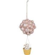 Clayre & Eef Decoratie Hanger Luchtballon 22 cm Beige Roze Polyresin