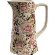 Clayre & Eef Decoratie Kan 750 ml Roze Keramiek Bloemen