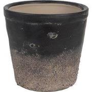 Clayre & Eef Bloempot Binnen Ø 15x14 cm Zwart Bruin Keramiek