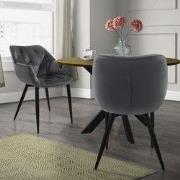 Eetkamerstoel set van 2 met rugleuning en armleuningen antraciet Keuke...