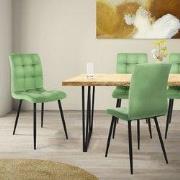 Eetkamerstoel set van 4 salie fluwelen bekleding met metalen poten inc...