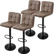 Set van 2 barkrukken 2x bruin kunstleren bekleding met rugleuning en v...