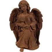 Clayre & Eef Decoratie Beeld Engel 18 cm Bruin Polyresin