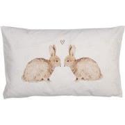 Clayre & Eef Kussenhoes 30x50 cm Wit Polyester Konijnen